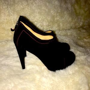 L.A.M.B Black suede heeled booties